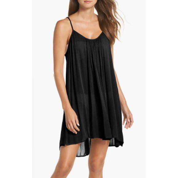 Elan Dresses & Skirts - Elan Cover-Up Sleeveless Semi Sheer Cami Mini Slip Dress in Black
